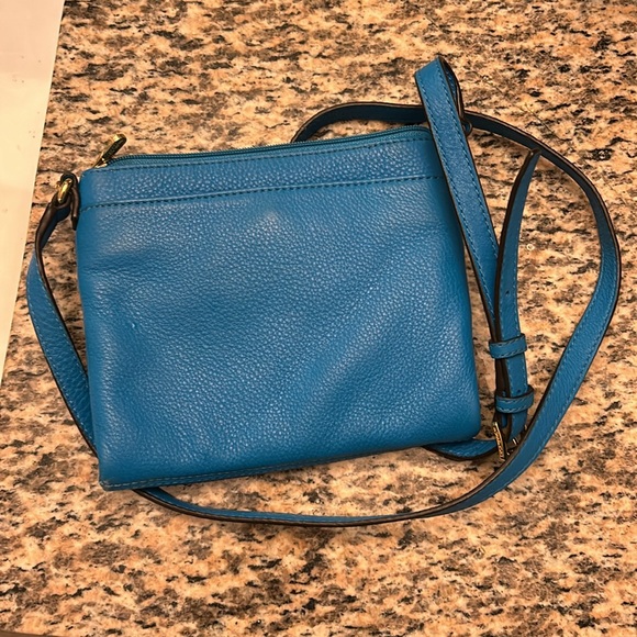 Michael Kors Pebbled Blue Leather Wallet Crossbody Bag - Picture 3 of 6
